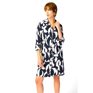 Joseph Ribkoff black/moonstone abstract print trapeze dress style